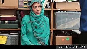 Damn, hijab-wearing Arab teen caught stealing by police woman!