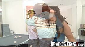 Anissa Kate trains as pornstar with big black cock blowjob