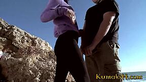 Kumalott performs outdoor anal with cute blonde squirting