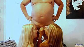 Damn! Grandpa's Cock Sucked by Two Stunning Teens!