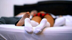 Shy colegiala bangs brother's friend in motel during family dinner