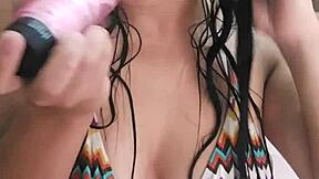 this latina girl couldn't find a partner, so she satisfies her desires alone.