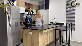 Petite girlfriend got drilled hard in my kitchen at home