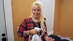 blonde nikki j rubs pussy sucks cock gets banged