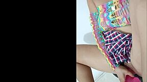 She Opens Pussy, Inserts Pink Dildo, Shows Wet Pussy