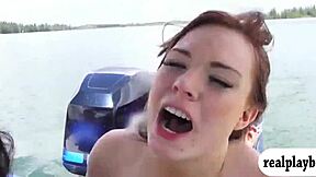 Cute teen 18+s foursome on speedboat