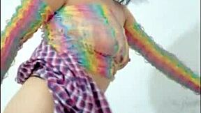 She Opens Pussy, Inserts Pink Dildo, Shows Wet Pussy