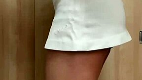 Girls in tennis costumes tease their asses playfully