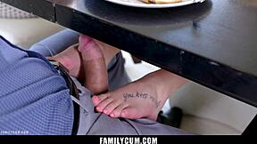 Just some sneaky footplay under the table with step daddy today
