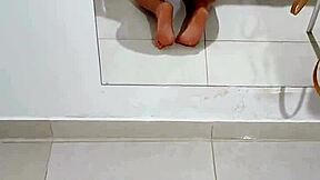 Helping maid’s daughter enjoy a morning milk lick!