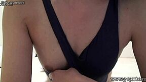 spying on japanese babe doing yoga in tight swimsuit