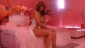 blonde amateur barbie performs teasing striptease with beautiful flashing