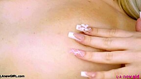 Flawless blonde beauty reveals her stunning body during photoshoot