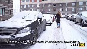 Debt4k Collector Ravishes Cute Debtor's Mouth and Pussy!