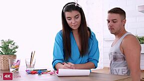 Brunette Teen 18+ Gets Fucked Doggystyle, Licked Shaved Pussy, Rides, Blows, Creampied