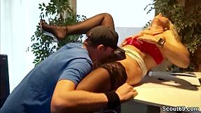 german milf boss helps young apprentice with his first bang