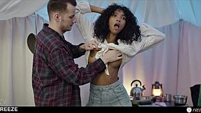 Homemade video of me fingering my teen 18+ stepdaughter, making her moan before sucking her shaved pussy with monster cock.