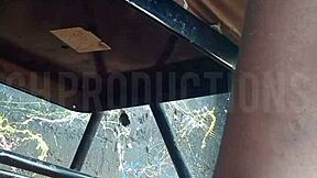 Up skirt playing with an african teen 18+ slut i met at the park public making out 😏