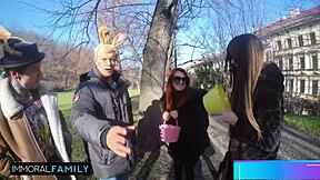 Easter Bunny Sluts Katy and Mia Stuffed in Taboo Egg Hunt