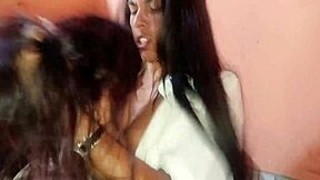 Ugh, me and my girl got so wild with lesbian sex right in front of the painter, so naughty!