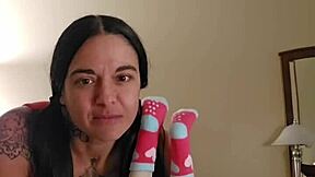 Emy Angel Massages Her Petite Redhead Body