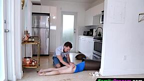 FamilyOrgasm - Bold Stepson Bangs Stepsister Stuck on Trash Can in Wild Group Action