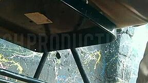 Up skirt playing with an african teen 18+ slut i met at the park public making out 😏