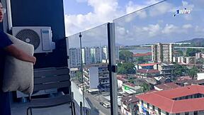 Stepmom gives a massage to her stepson at home