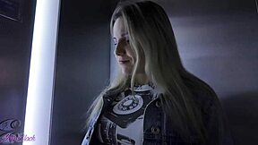 blonde couple's intense outdoor walk with vibrator in pussy