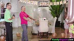 Skinny 18-Year-Old Teens Engage in Orgy with Stepfathers in Cowgirl and Group Action