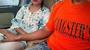 Cute Saara Bhabhi Drilled by Huge Dick in Car.