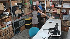 Frizzy-haired ebony teen sucks patrolman's cock on hidden cam