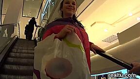 Flawless Czech teenie teased at supermarket for POV action.