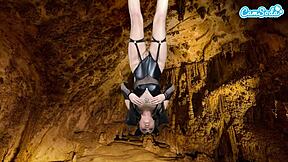 Hot amateur teen in bat costume masturbates to epic orgasm