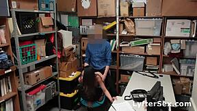 skinny asian shoplifter gets strip searched and then fucked hard