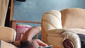 uhh, can't stop jerking my cock in living room