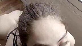 Cute brunette back for another homemade facial shot