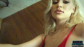 Teen model Blake Blossom with big natural tits does a striptease for Playboy, ripping her clothes off