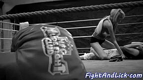 petite euro babe wrestles with busty lesbian