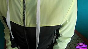 Risky public blowjob on staircase with eager friend