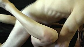 Intimate session with lover showing off small waist and natural tits