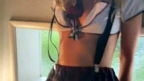 Slutty Teen Student Craves Extra Credit with Public Outdoor Ass Pounding