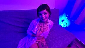 Cute Alt Teen 18+ Bangs Lucky Guy, Mouth Filled with Creamy Cum in Hot Preview!