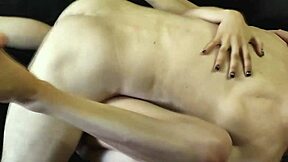 Intimate session with lover showing off small waist and natural tits