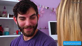 Sexy Blonde Teen Natalie Knight Fingered and Sucks Big Cock