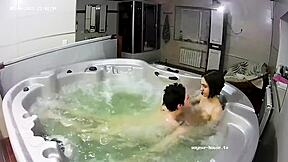 Young lesbian couple takes bath and fingering 😍