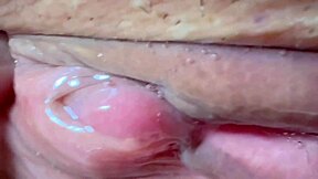 Amateur Asian pink pussy drilled 106 days post-virginity in close-up.