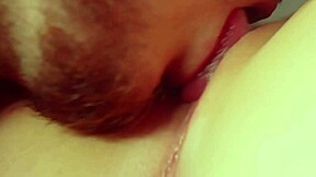 Hot amateur teen licks wet pussy lips closeup