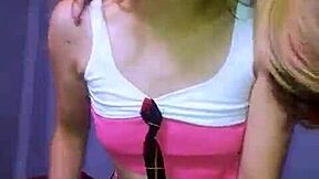 Bonneyuwu - Petite Schoolgirl Masturbates with Huge Dildo Until Wet and Dripping