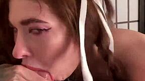 Gerageyn gives a hot sloppy blowjob to big dick